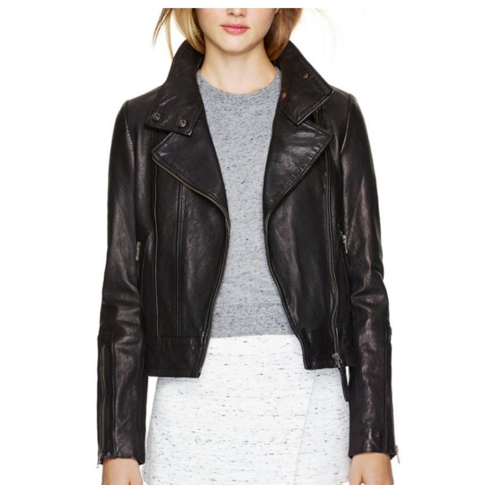 Women's Grey Leather Jacket